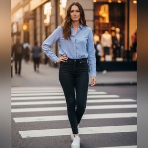 Gap 100% Cotton Blue Boyfriend Button Down Shirt